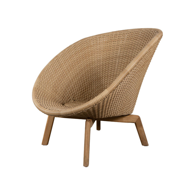 Peacock Flat Weave Lounge Chair with Teak Legs