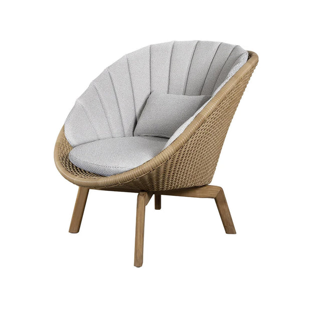 Peacock Flat Weave Lounge Chair with Teak Legs
