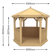 Timber Roofed Hexagonal 3m Gazebo (4650877681724)