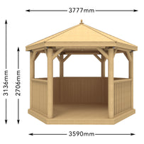 Furnished Cedar Tiled Roof Hexagonal 3.6m Gazebo (4650871488572)