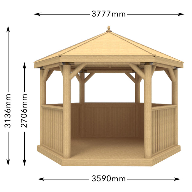 Furnished Timber Roofed Hexagonal 3.6m Gazebo (4650873946172)