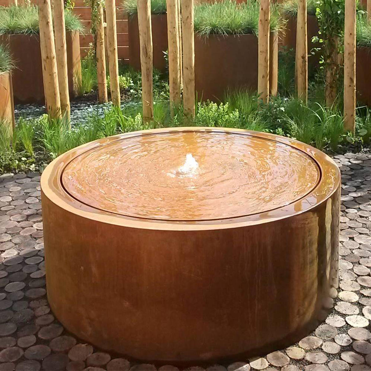 Corten Steel Round Water Pool with Fo...