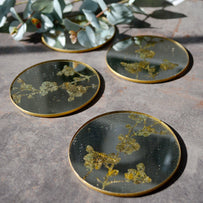 Antique Mirrored Blossom Coasters - set of 4 (4650074538044)
