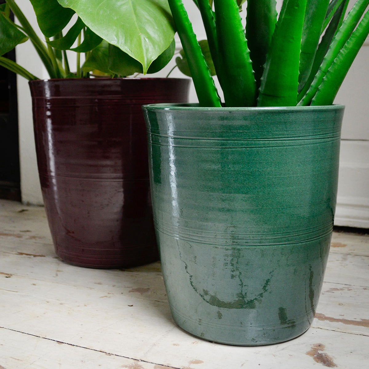large indoor plant pots uk Buy Rich Green Glazed Indoor Pots — The Worm that Turned
