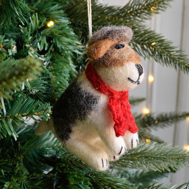 Sitting Fox Terrier Christmas Decoration (4651129045052)