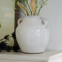 White Rustic Stone Squat Vase (7148663668796)