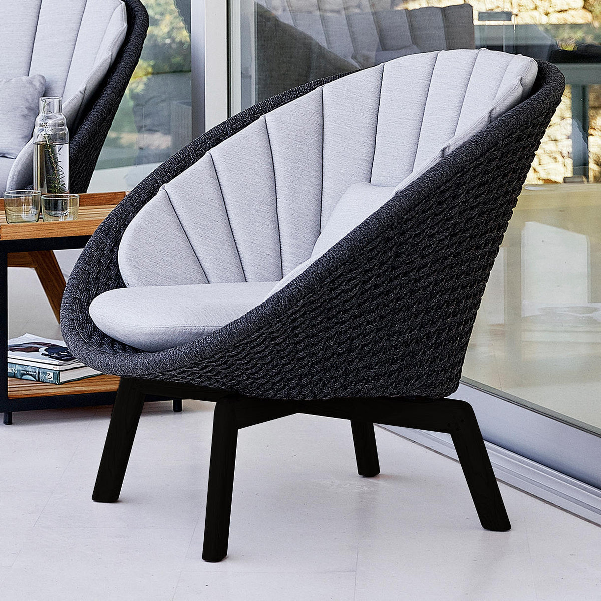 Buy Peacock Lounge Chair with Black Aluminum Legs — The Worm that