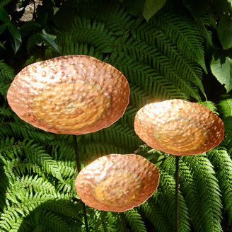 Beaten Copper Dish Sculptures Set of Three (4650471063612)