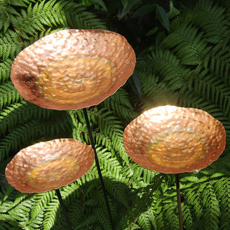 Beaten Copper Dish Sculptures Set of Three (4650471063612)