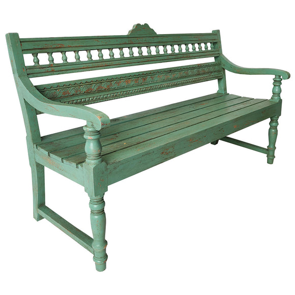 Green Painted Bobbin Garden Bench (7117853556796)