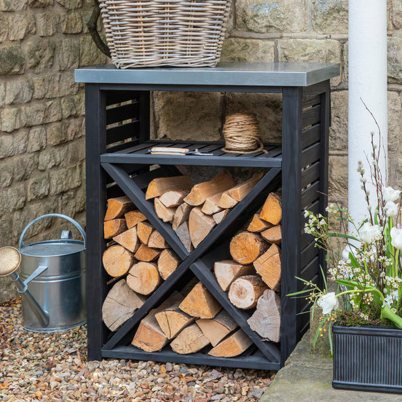Blackened Spruce Cross Log Store