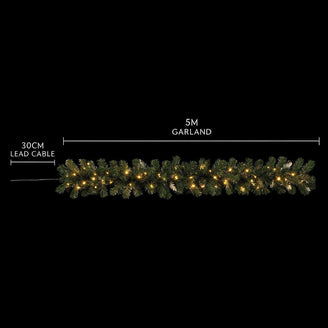 Frosted Pre-Lit Door Garland – 5m Battery Operated