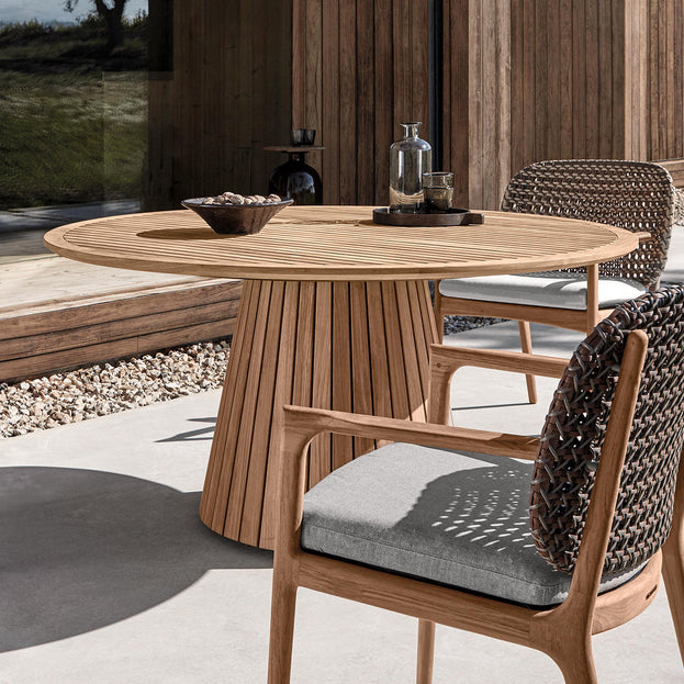 Whirl Round Slatted Dining Table