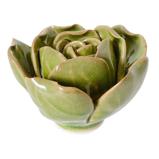 Ceramic Coral Rose Flower Green