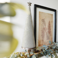 Heavily Beaded Silver Cone Christmas Tree (4653376110652)