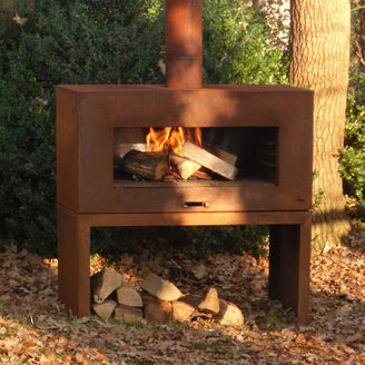 Free Standing Corten Steel Outdoor Fireplace