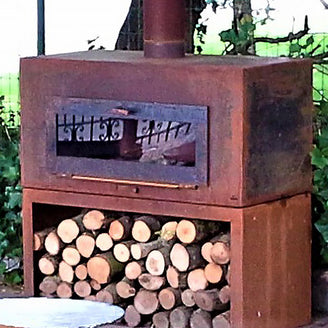 Corten Steel Door for Free Standing Corten Steel Outdoor Fireplace