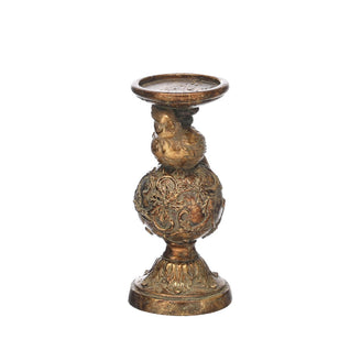 Antiqued Gold Baroque Bird Candle Holder