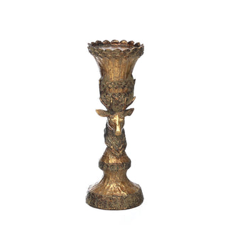 Antiqued Gold Baroque Reindeer Candle Holder