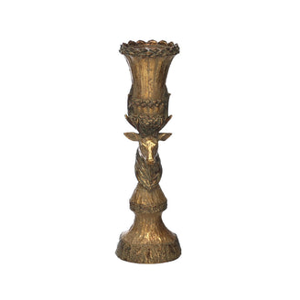 Antiqued Gold Baroque Reindeer Candle Holder