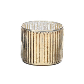 Antiqued Gold Ribbed Glass Tealight Holder