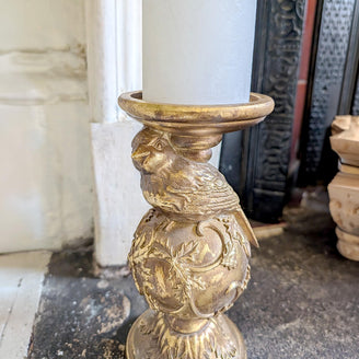 Antiqued Gold Baroque Bird Candle Holder