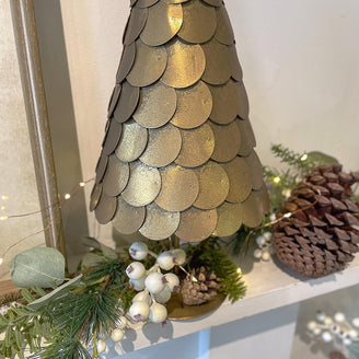Antiqued Gold Metal Disc Christmas Tree