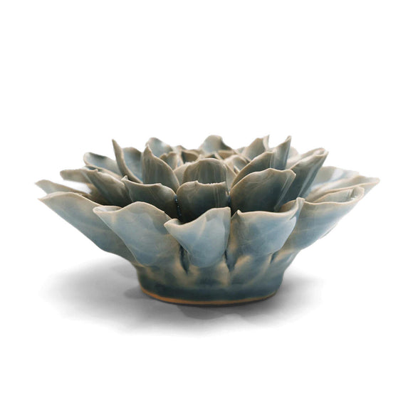 Ceramic Dahlia Flower Teal