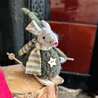 Slalom Skiing Mouse Christmas Decoration