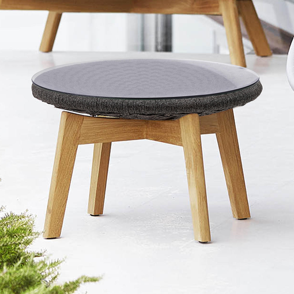 Buy Peacock Rope Low Side Table with Glass Top — The Worm that Turned ...