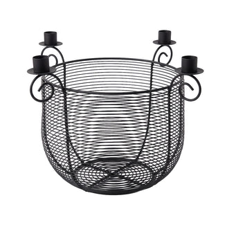 Wire Table Planter with 4 Taper Candle Holders