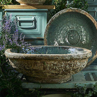 Deep Stoneware Water Bowl with Teal Glaze