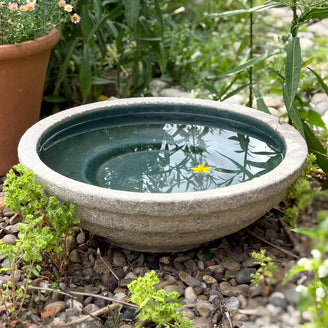 Deep Stoneware Water Bowl with Teal Glaze