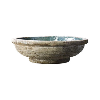 Deep Stoneware Water Bowl with Teal Glaze