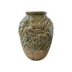 Glazed Floral Ribbed Vase