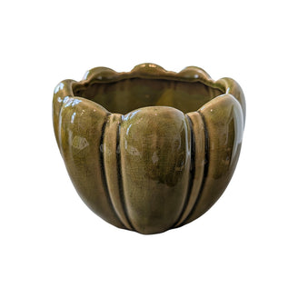 Green Glazed Fluted Planter