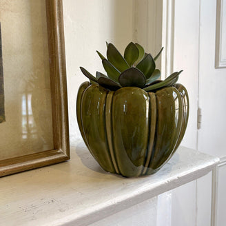 Green Glazed Fluted Planter