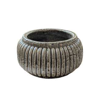Glazed Round Ribbed Planter
