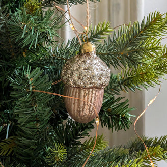 Gold Acorn & Pine Cone Christmas Baubles – Set of 6