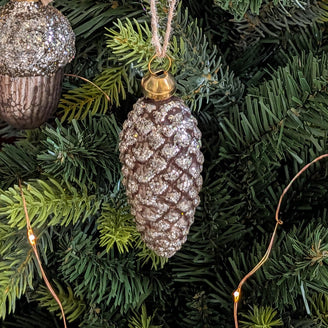 Gold Acorn & Pine Cone Christmas Baubles – Set of 6
