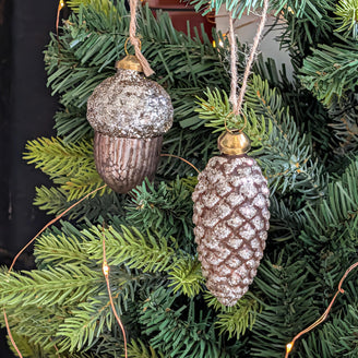 Gold Acorn & Pine Cone Christmas Baubles – Set of 6