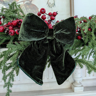 Green Velvet Bow on Clip