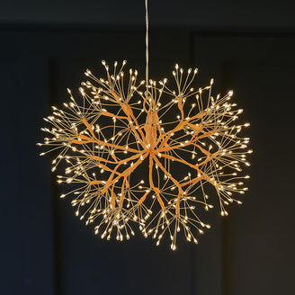 Hanging 30cm LED Dandelion Sphere Burnt Orange