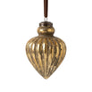 Antiqued Gold Ribbed Glass Drop Bauble