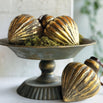 Antiqued Gold Ribbed Glass Drop Bauble