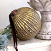Oversized Antiqued Gold Ribbed Glass Bauble