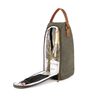 Waxed Canvas Two-Bottle Wine Cooler Bag