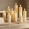 Ivory Set of 9 Slim LED Pillar candles