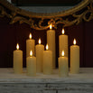 Ivory Set of 9 Slim LED Pillar candles