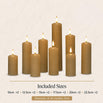 Ivory Set of 9 Slim LED Pillar candles